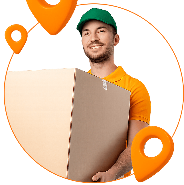 курьер с коробкой